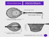 Black High Strength Large Landing Net - Fishing Net with Foldable Handle and Soft Rubber Netting, V888-ELOSUNG36554