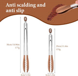 Walnut Wood Tongs for Cooking, Stainless Steel Anti-Slip Long Handle Wood Salad Tongs, Cooking Tong V1258-DP02-F-436