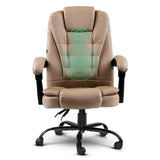 Artiss Massage Office Chair Executive Computer Gaming Chairs Brown PU Leather Espresso MOC-09M-2P-EP