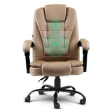 Artiss 2 Point Massage Office Chair PU Leather Espresso MOC-09M-2P-EP