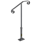 Handrails for Outdoor Steps, Fit 1 or 2 Steps Outdoor Stair Railing, Single Post Wrought Iron V952-LTFSSHSDDZJSFS001V0