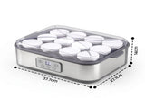 Devanti Yoghurt Maker Machine with 12x180ml Glass Cups Temp Control Grey YMK-12X6OZ-GR