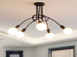Modern Chandelier Ceiling Light Fixture Industrial Wrought Iron Study Bedroom Living Room Lamp Black V1294-YM0901-3119240086412