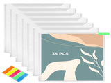 36PCS Paper Storage Organizer Set, Clear Plastic File Bags, 12.6" x 13" U-Shaped Opening for V1192-AZ-W-18353