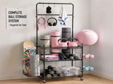 Everfit Yoga Mat Ball Storage Cart Multifunction Equipment Organizer Rack 145cm BSR-A-RET-145