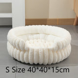 Removable Notch Style Round Pet Bed, Thick Warm Moisture Resistant All Season Dog & Cat Nest, Cream V1221-XM-LB2831-GM115