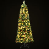 Jingle Jollys Christmas Tree 1.8M LED Xmas Tree Party Decorations Red Barries XM-TR-SLIM-PE-6FT-LED
