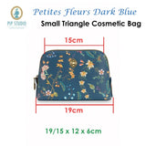 PIP Studio Petites Fleurs Dark Blue Small Triangle Cosmetic Bag V442-HIN-MISC-COSMETICFLEURSS-DARKBLUE-TR