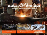 Single Horn Anvil, 22Lbs Cast Steel Anvil, High Hardness Rugged Round Horn Anvil Blacksmith, Large V952-ZT22LBITALIANJYDMV0