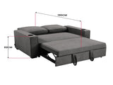 Sarantino Hoffman Linen Sofa Bed with Cushions and Cup Holders Dark Grey SOFA-YGG-7004-LNN-DGY