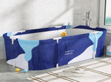 Weisshorn Foldable Bathtub PVC Spa Bucket Inflatable Cushion 134x65cm Navy Blue FB-PVC-140-DB