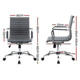 Artiss Office Chair Conference Chairs PU Leather Mid Back Grey OCHAIR-H-8147-GY