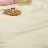 Solid Color Sheet Quilt Cover Pillow Cover Warm Breathable Washed Cotton Bed Sheet Set Creamy Pink V1294-YM0716-3117220177124