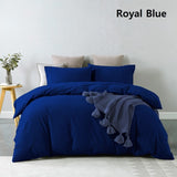 Royal Comfort Vintage Washed 100 % Cotton Quilt Cover Set Single - Royal Blue ABM-10002590