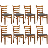 Linaria Dining Chair Set of 8 Crossback Solid Rubber Wood Fabric Seat - Walnut V315-VOD-MACK-03-8PC-KIT