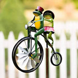 Whimsical Frog Garden Wind Spinner Metal Yard Art with Cycling Frogs V888-ELOSUNG16174