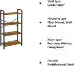 VASAGLE 4-Tier Bookshelf Storage Rack with Steel Frame for Living Room Office Study Hallway V227-9101402100311