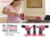 58 Piece Home Tool Set with 8V Cordless Drill Driver Kit Rechargeable Electric Screwdriver for DIY V888-ELOSUNG40378