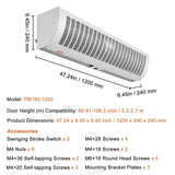 1.2m Commercial Indoor Air Curtain Super Power 2 Speeds 2802m_/h, UL Certified Wall Mounted Air V952-SSFMJGLS48YC00SCAV3