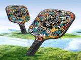Pickleball Paddle Set with 4 Fiberglass Paddles, 8 Outdoor Balls and 2 Carry Bags - Honeycomb Core, V888-ELOSUNG18557