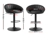 Artiss Bar Stool X2 Gas Lift Adjustable Rounded Shell Backrest PU Leather Black BA-TW-W1061-BKX2