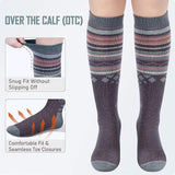 OutdoorMaster Ski Socks 4-Pack Merino Wool, Over The Calf Non-Slip Cuff for Men & Women V1168-T7-RMLF-V08W