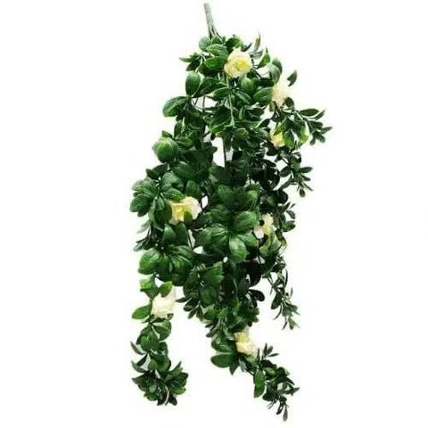 Hanging White Rose Stem UV Resistant 85cm V637-DP1005888