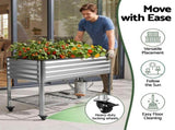 Green Fingers Mobile Raised Garden Bed with Wheels Storage Shelf 81cm Height for Vegetables Herb GARDEN-AG-PLAT-SL