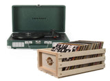 Crosley Cruiser Bluetooth Portable Turntable - Emerald Green Bundled Crosley Record Storage Crate V398-CR8005FSC-EM4