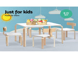 Keezi 5PCS Kids Table and Chairs Set Activity Toy Play Desk BENT-B-KID-TAB02-NT-WH
