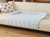 Blue Pet Sofa Protector & Calming Bolster Bed with Cable Knit - 75x75CM Thickened Non Slip Furniture V888-ELOSUNG45689