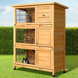 i.Pet Rabbit Hutch Chicken Coop 91.5cm x 46cm x 116.5cm Chicken Coop Large House Cage Run Wooden PET-GT-RHT1240-3L