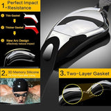 Blue Swim Goggles Set with Cap, Nose Clip, Earplugs & Case Anti-Fog UV Protection for Men & Women V1107-BLUE SWIM GOGGLES SET