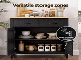Artiss Buffet Sideboard Cabinet Kitchen Storage Cupboard Pantry 2 Drawers Black FUR-Z-SID90-BK-AB