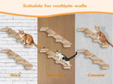 4-Tier Solid Wood Wall-Mounted Cat Climbing Ladder - Vertical Jumping Steps for Indoor Cats with V888-ELOSUNG45581