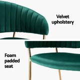 Artiss Dining Chairs Set of 2 Velvet Hollow Armchair Green DINING-B-C04-VEL-GNX2