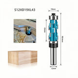 Double Bearing Spiral Flush Trim Router Bit 12mm Shank - Solid Carbide Blade with Teflon Coating, V1107-145-11346-BLU2