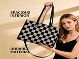 Black and gray color-matched tote bag large capacity, can be carried by hand or cross-body, V1102-HEBB-003