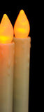 10 Pack Taper Stick White Battery Candle - Natural Flame Light Colour No Flicker - Gold Stand Base V382-LEDTLGS10