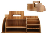 Wood Desktop Organizer Innovative Cosmetics Stationery Storage Rack for Home OfficeCherry Wood Color V1294-YM0721-3117210041012