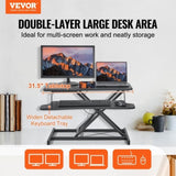 Standing Desk Converter, Two-Tier Stand up Desk Riser, 800 mm Large Sit to Stand Desk V952-ZMSJTSDXSX315ZZZAV0