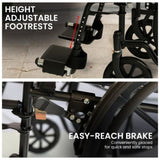 Orthonica 24in Foldable Steel Wheelchair in Black Steel Frame Heavy-Duty Disability Aid WCR-MAS-025-BK