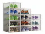 CARLA HOME 12-Pack Clear Stackable Shoe Storage Boxes - White - Shoe Box Storage V178-36402