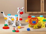 wooden animal building toy, kids tool set, educational toy Australia, preschool construction toy, V1102-819-30967-MLT-JHTOY-354