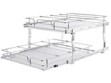 2 Tier 20"Wx21"Dx15"H Pull Cabinet Organizer, Heavy Duty Slide Pantry Shelves, Steel Roll V952-HGS220W21D15HSW3PV0