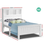 Artiss Bed Frame King Single Size Wooden with 3 Shelves Bed Head White WBED-D-S1-107-AB