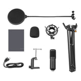 USB Microphone 24Bit/192KHZ Gaming PC Metal Mic Boom Arm Plug & Play,Shock Mount Kit V1369-AZ3-W-22067