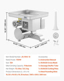 VEVOR Commercial Electric Meat Grinder Slicer 4.99 kg/Min Sausage Stuffer Maker V952-XSYJQJTM35MMJ1GE8V3