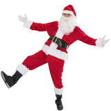 Santa Claus Costume 7 Parts Complete Set for Adults Cosplay with Elf XL 180-195cm V1188-YUF-19703-1