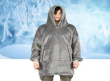 Hooded Blanket Fleece Flannel Hoodie Warm Clothes with Pocket Oversized Free SizeGray V1294-YM0901-3117200157813